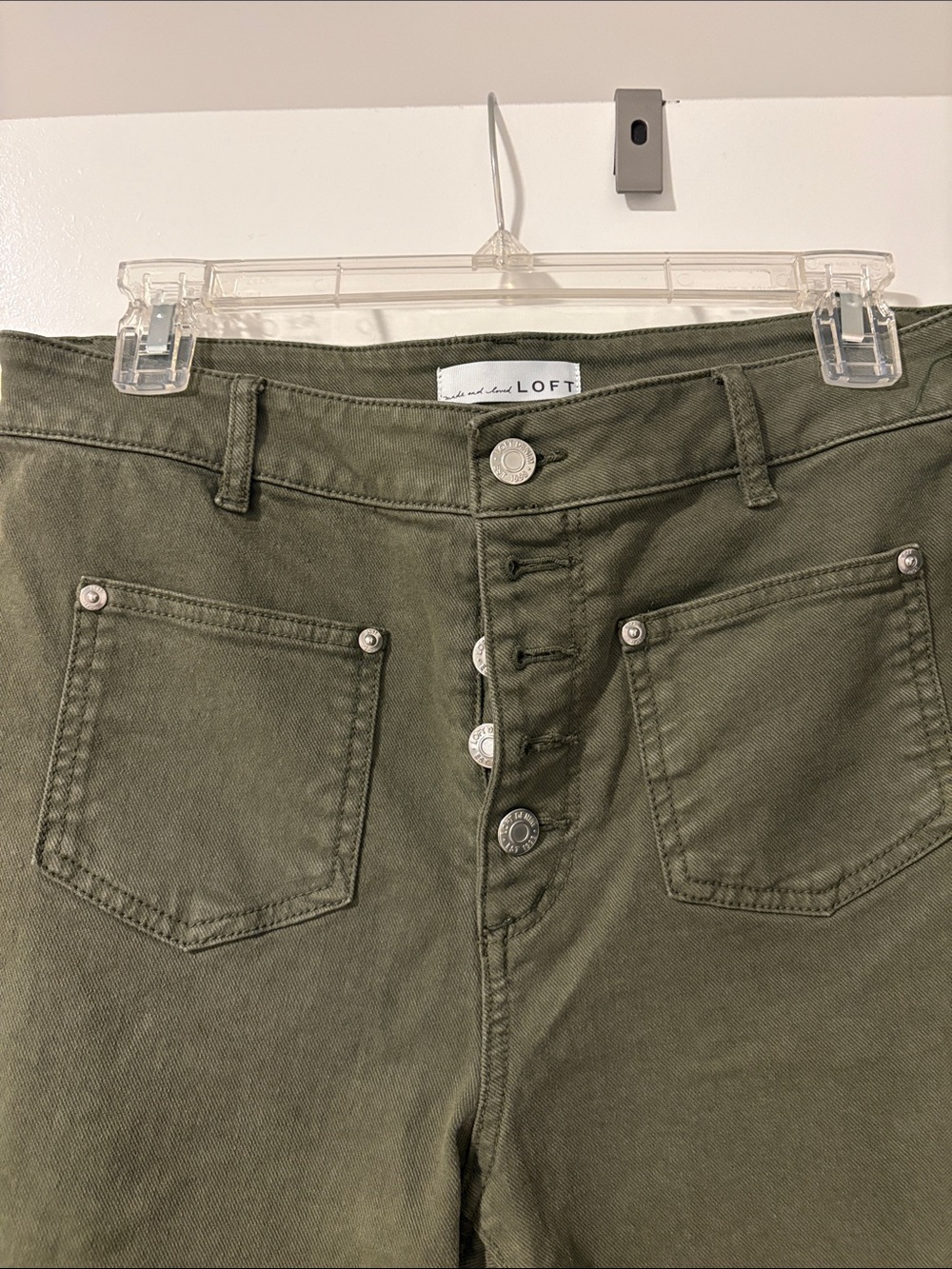 LOFT Olive Green High-Rise Button-Front Women's Jeans